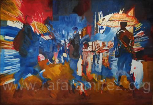 Metrópoli pintura al óleo de Rafael Ramírez.