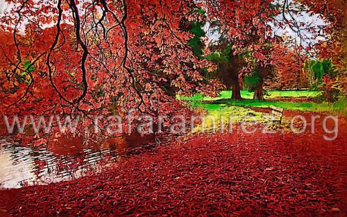 Otoño, pintura al óleo de Rafael Ramírez.