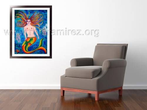 Sirenas pintura a pastel de Rafael Ramírez.