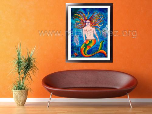Sirenas pintura a pastel de Rafael Ramírez.