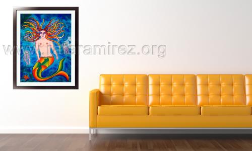 Sirenas pintura a pastel de Rafael Ramírez.