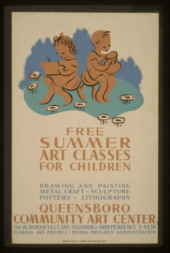 Clases de arte gratuitas para niños durante el verano: dibujo y pintura, artesanía en metal (escultura), cerámica y litografía: Queensboro Community Art Center.