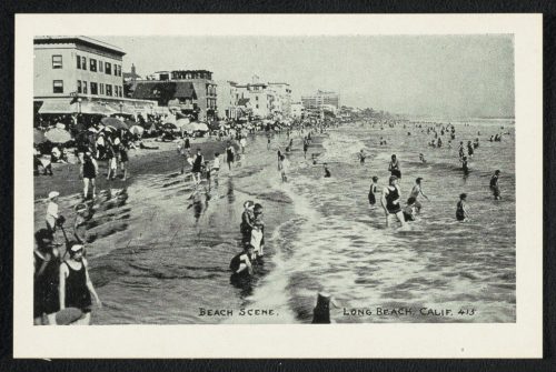 Escena de playa, Long Beach, California. 