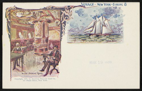 Viaje - Nueva York - Europa 8; En la sala de fumadores; Barco piloto. 