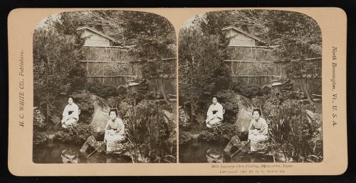 Chicas japonesas pescando, Miyanoshita, Japón. 