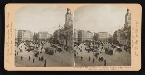 Puerta del Sol, corazón de Madrid, la capital de España.1902